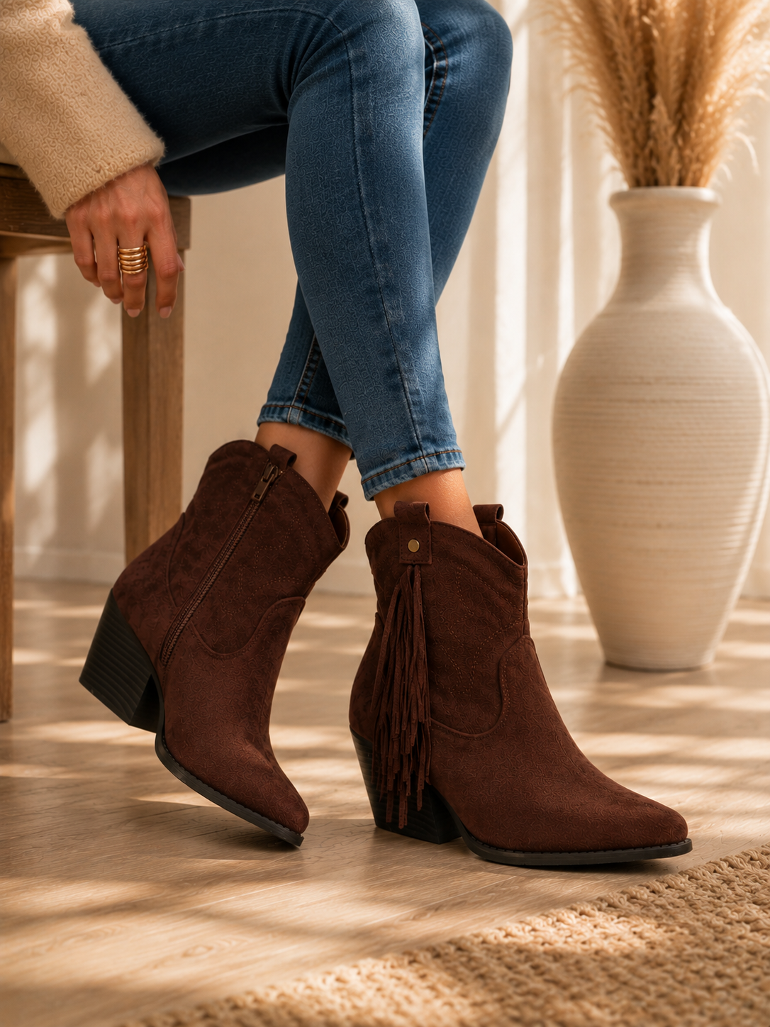 🤎 Botín Western Flecos Café