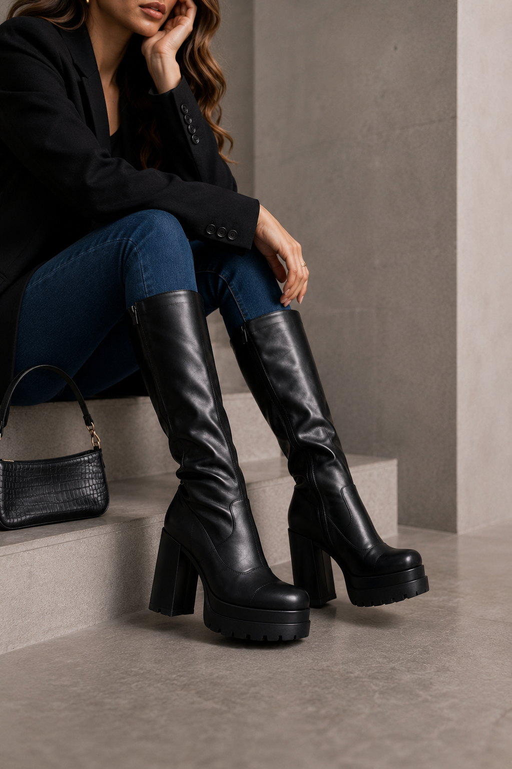 Botas altas plataforma negras🖤