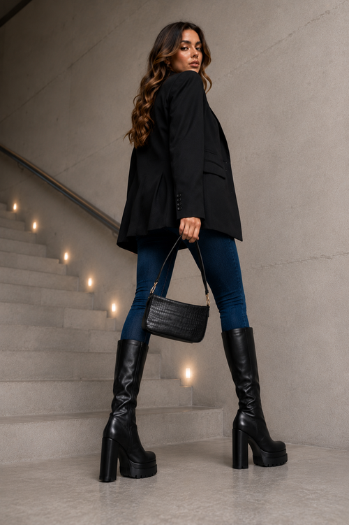Botas altas plataforma negras🖤