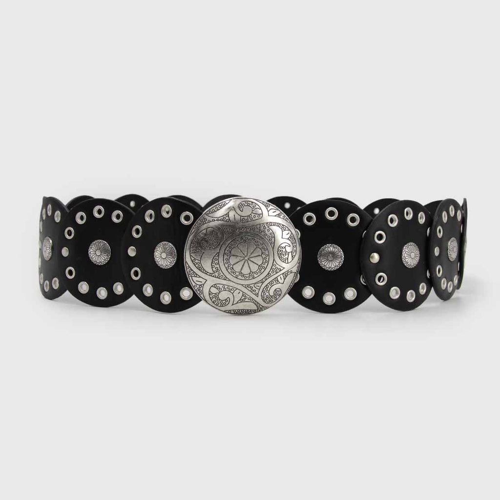 Cinturón Boho Elástico Hebilla Plata Vintage