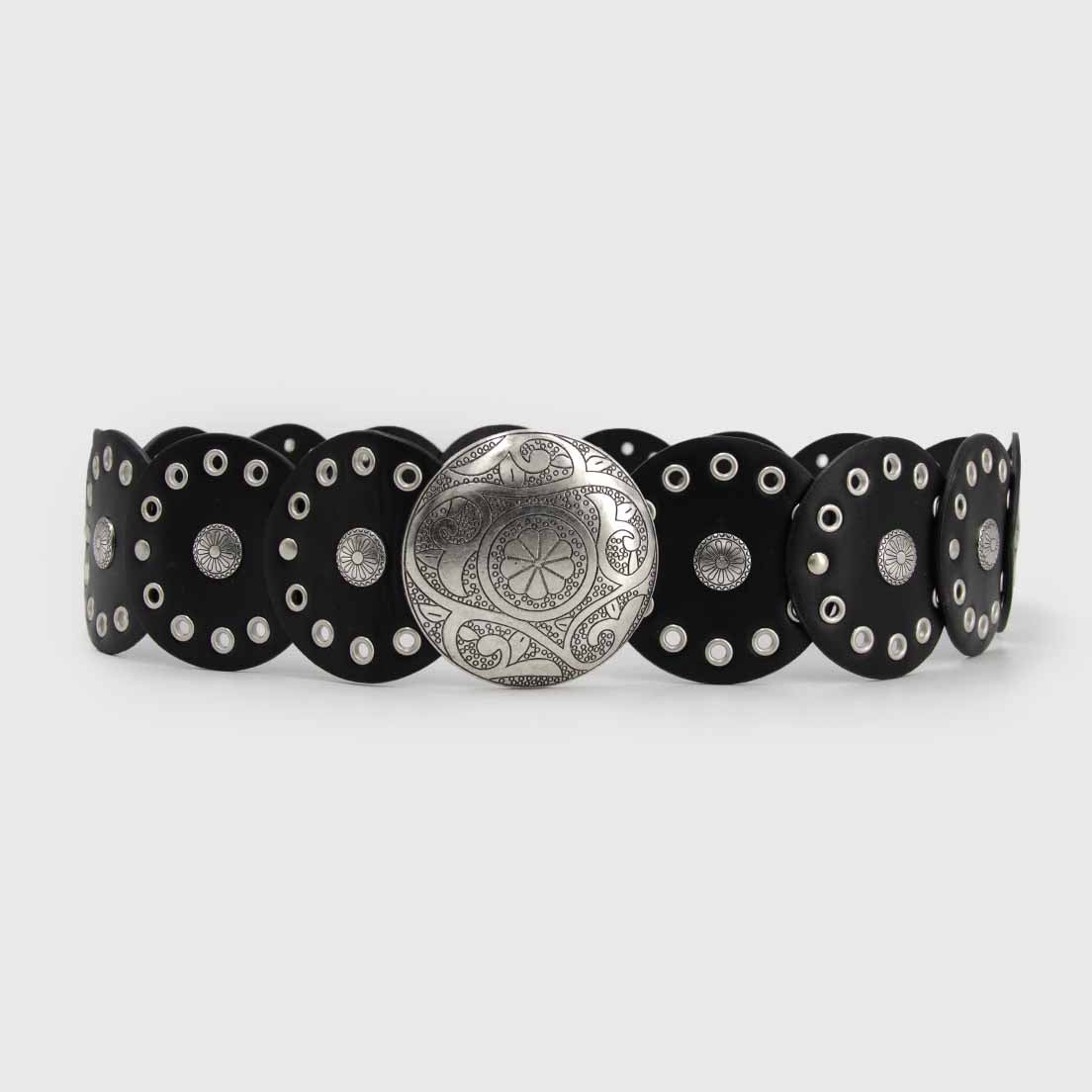 Cinturón Boho Elástico Hebilla Plata Vintage