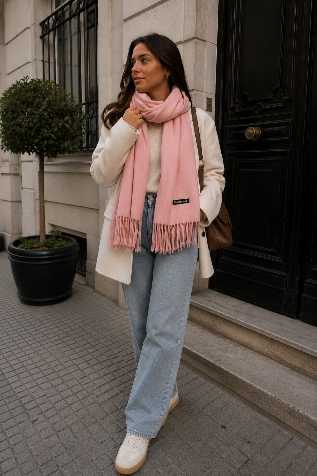 🌸 Bufanda Cashmere Peluda 220 g – Rosa Pastel