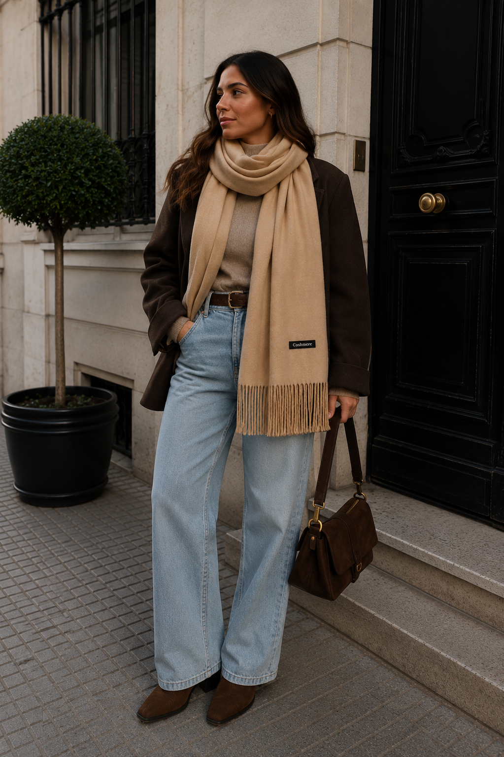 🐪 Bufanda Cashmere Peluda 220 g – Almendra
