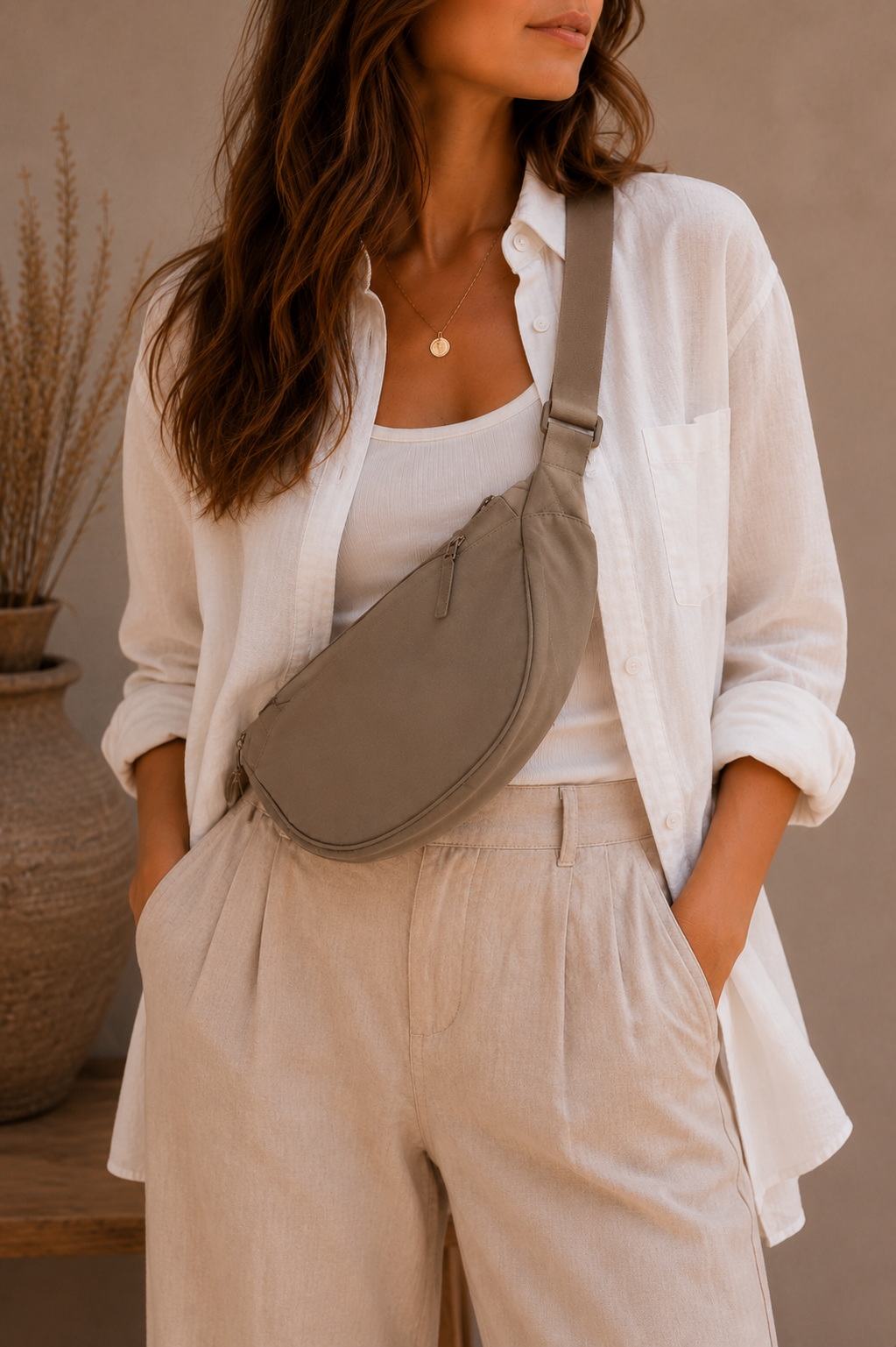 Banano Impermeable Beige – Diseño Minimalista Unisex