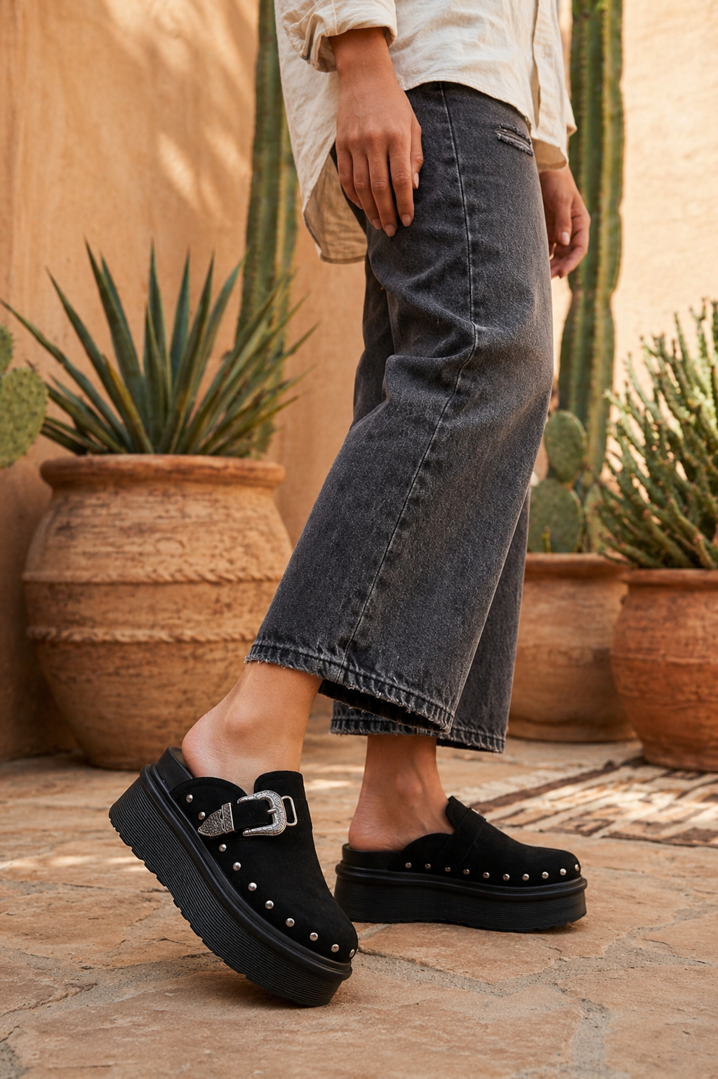 Zueco Plataforma Hebilla Black