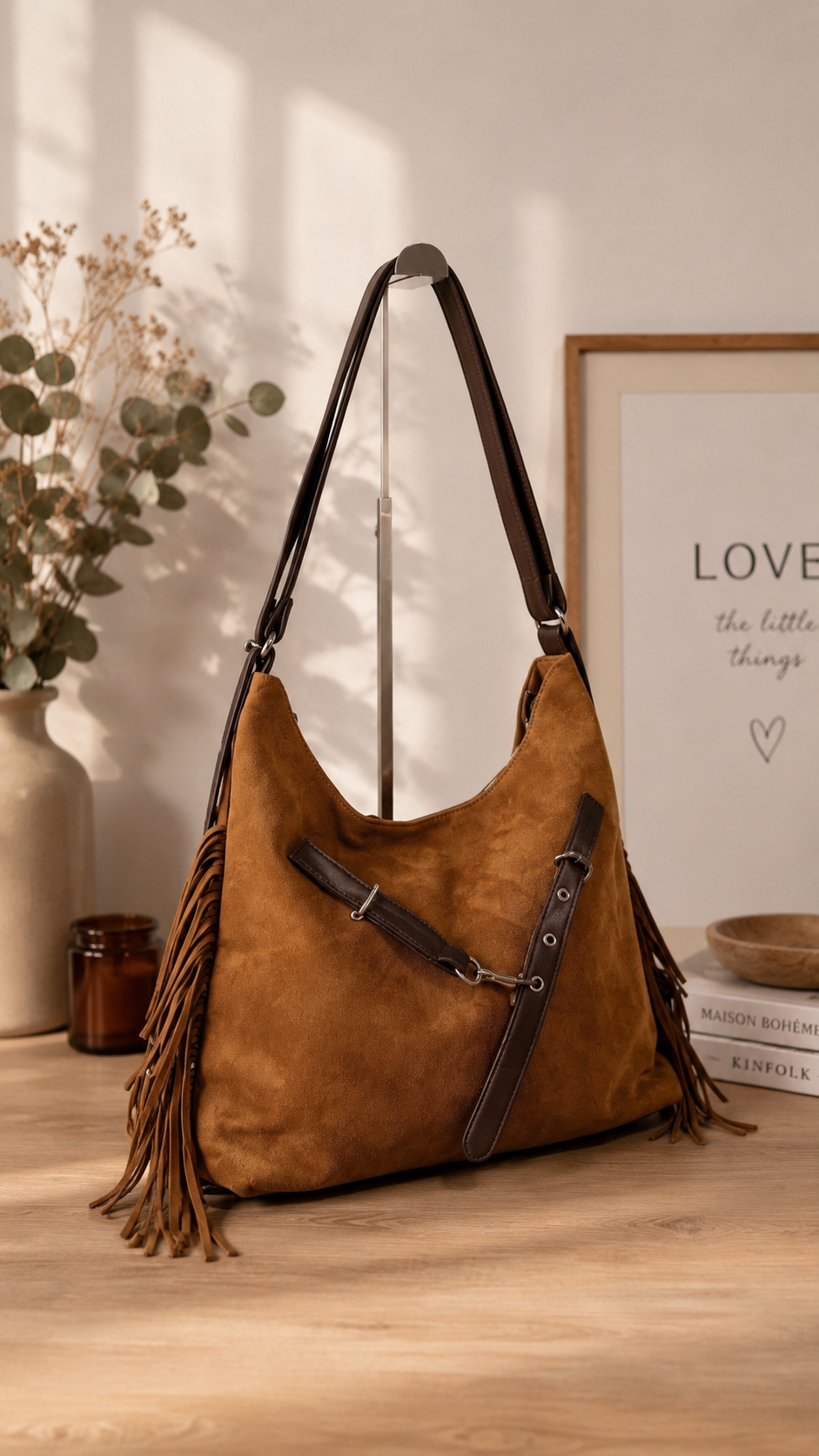 Cartera Boho Flecos Camel